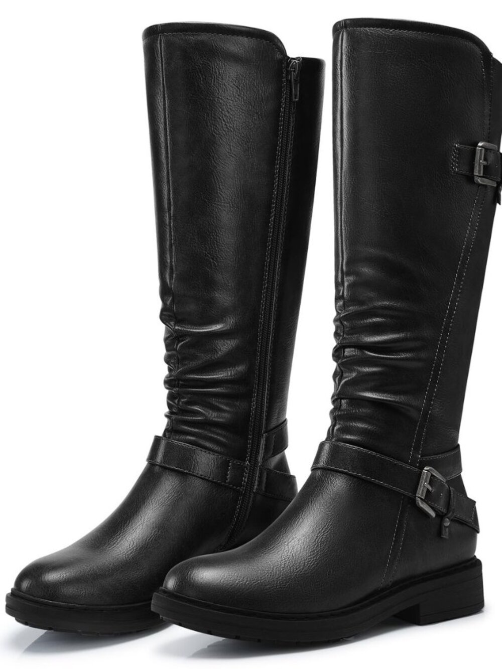 Women's Knee High Boots: Comfortable Low Heel Round Toe Tall Boots
